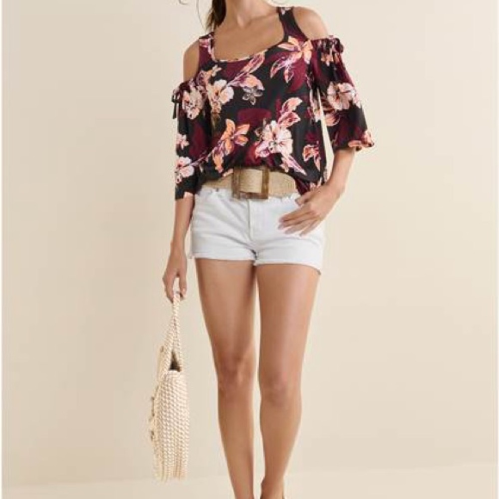 Printed Cold Shoulder Top - Picture 5 of 5